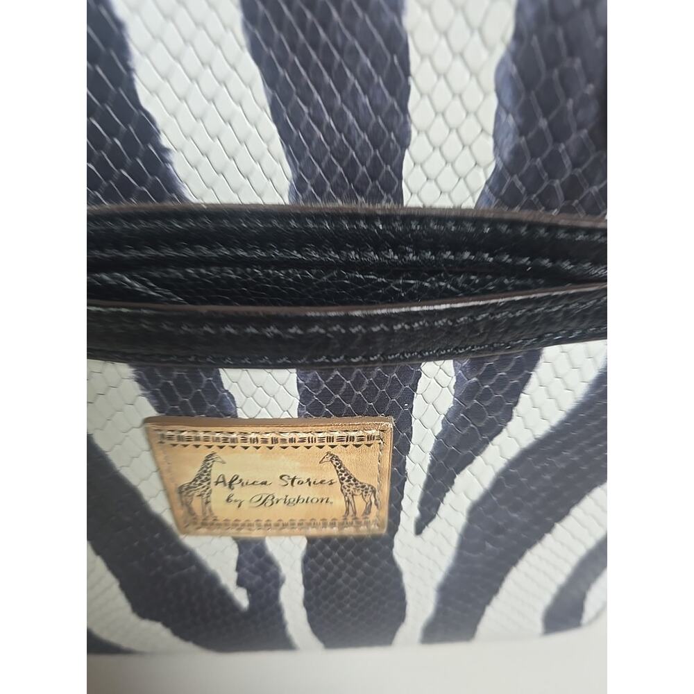 $305 Brighton Africa Stories ZEENA Small Butterfly Zebra Leather Tote Chic - Picture 8 of 9